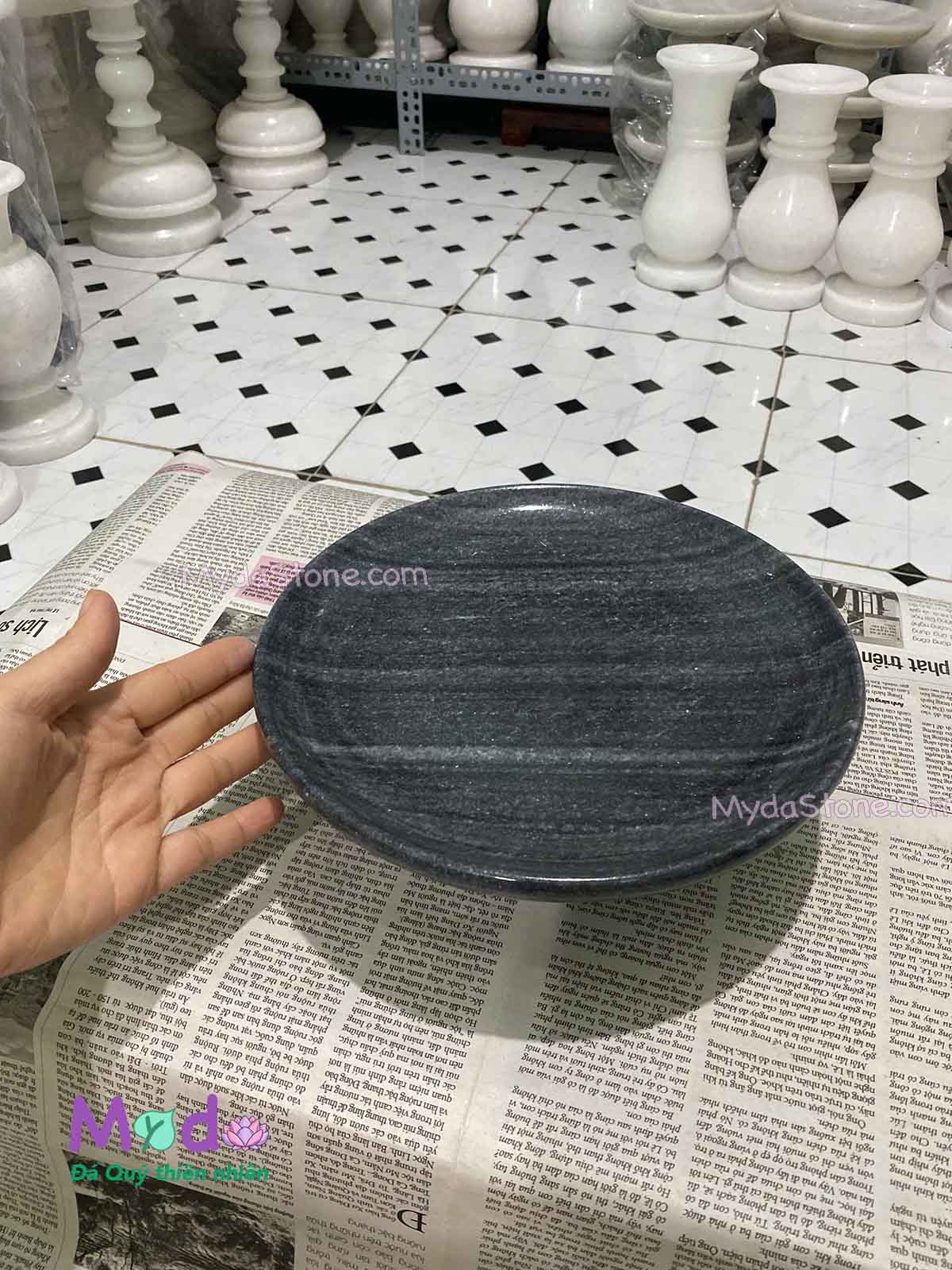 Đĩa Trái Cây đá Cẩm Thạch Đen