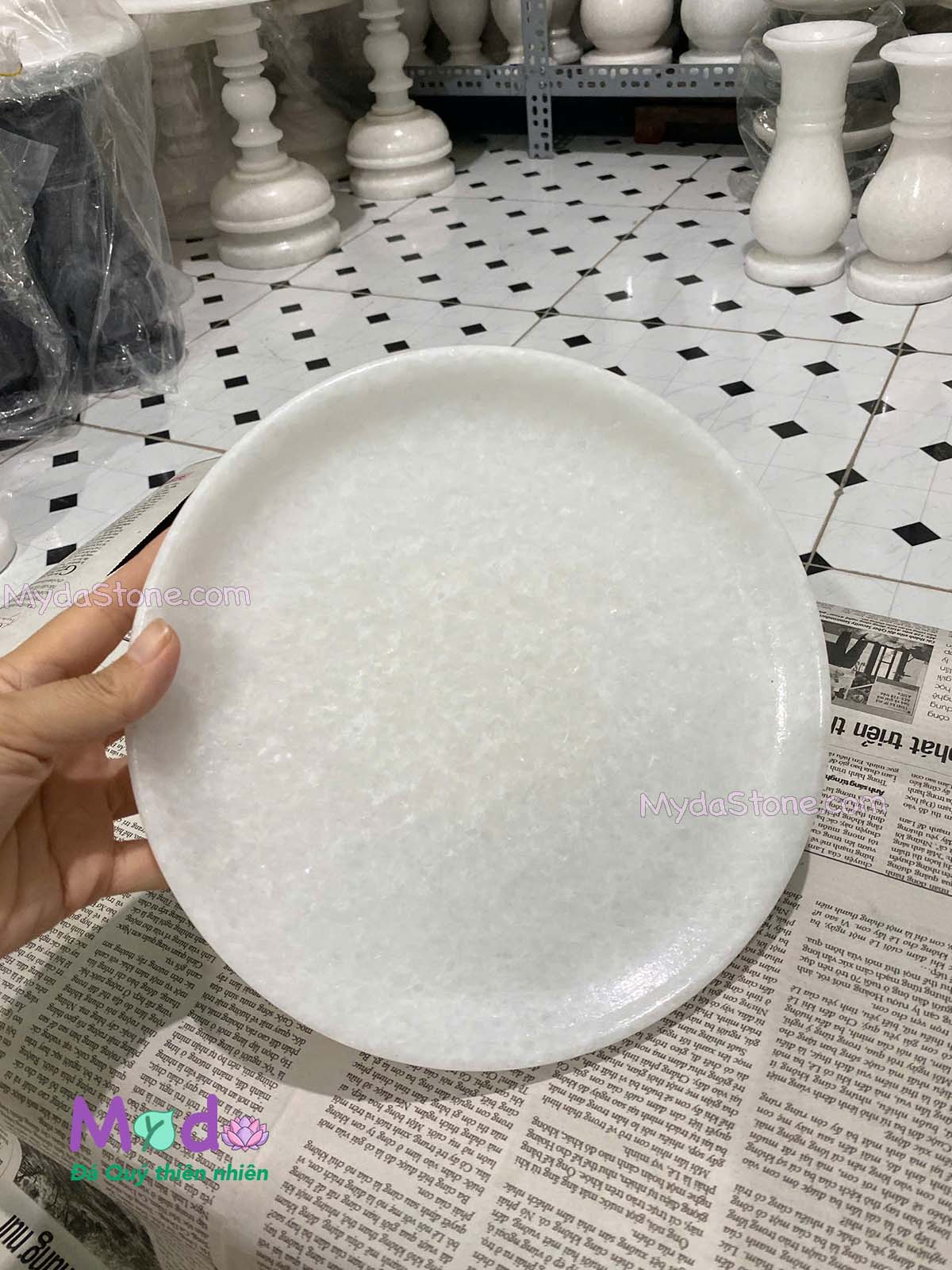 Đĩa Trái Cây đá Cẩm Thạch Trắng