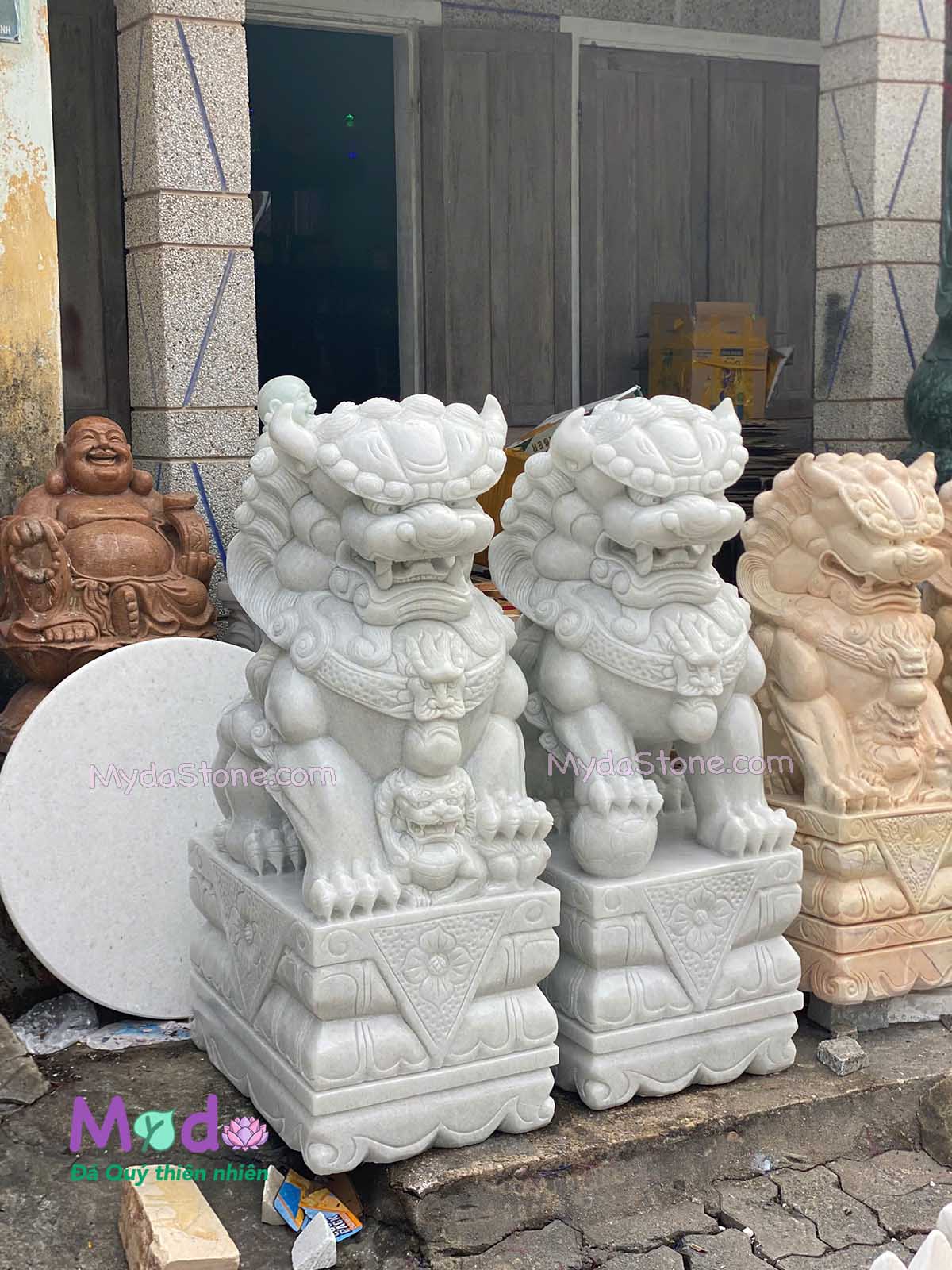 Tượng Kỳ Lân đá Cẩm Thạch Trắng