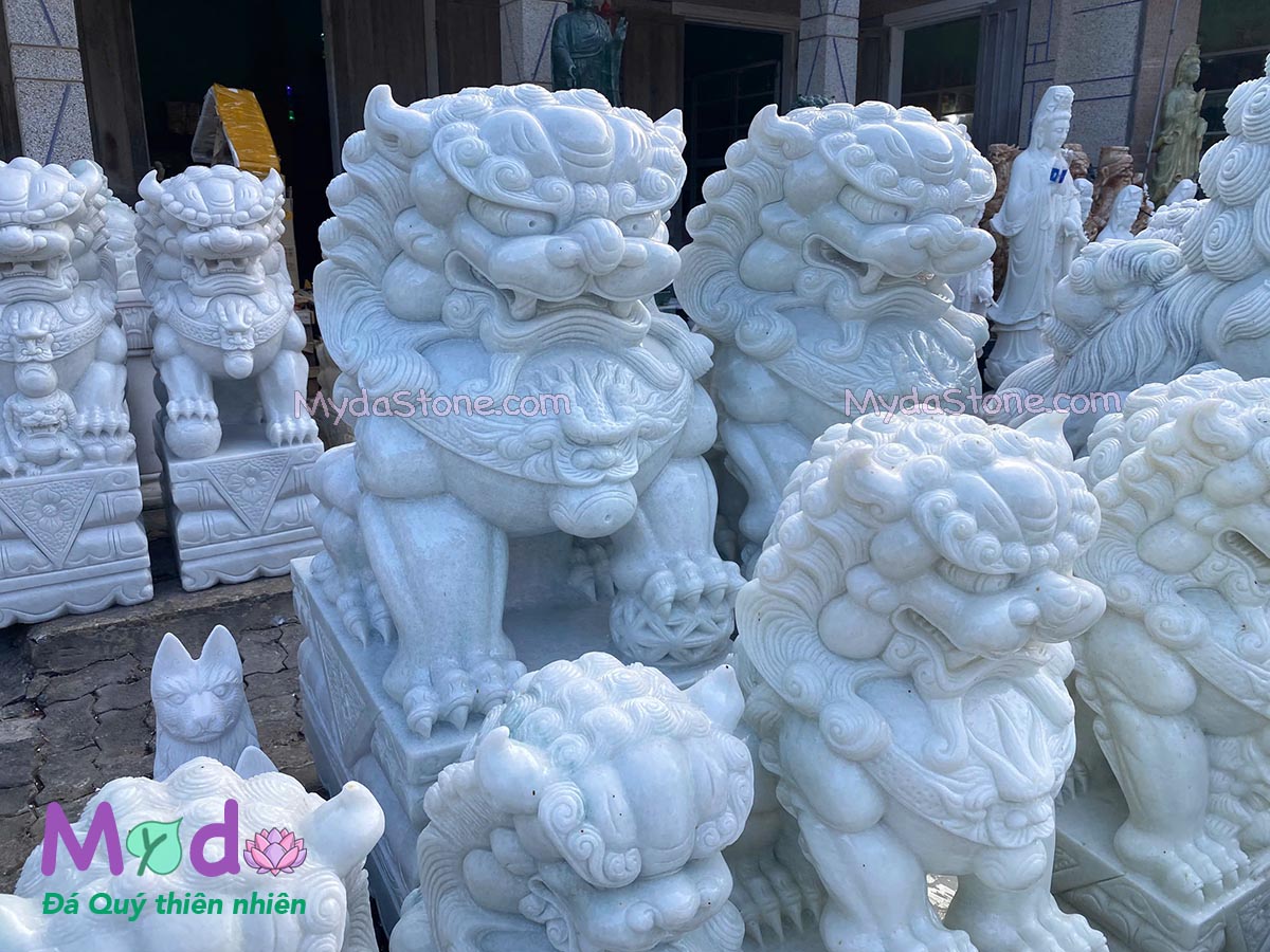Kỳ Lân đá để Lăng Mộ đá Cẩm Thạch Trắng Xanh