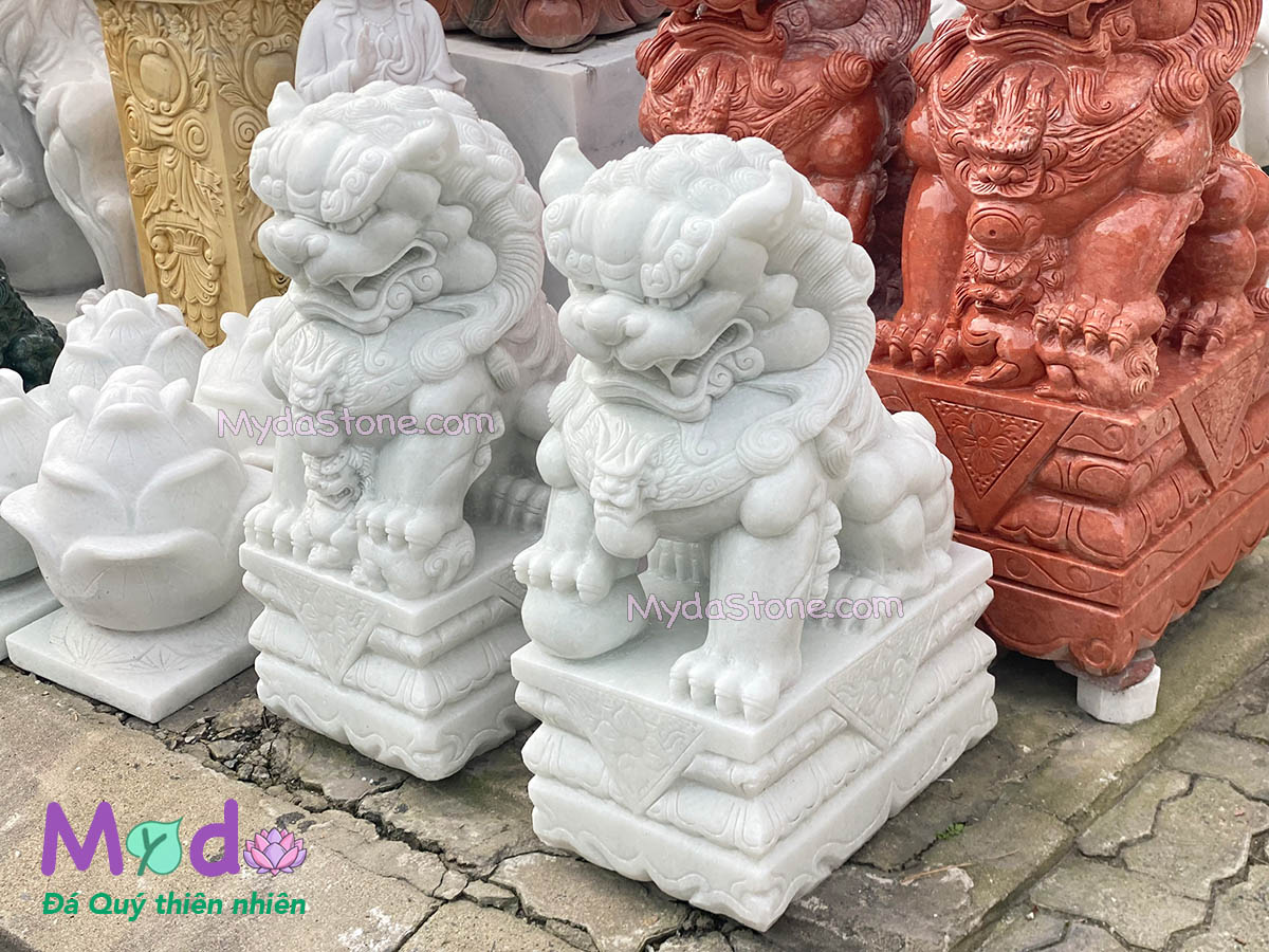 Tượng Kỳ Lân để Lăng Mộ đá Cẩm Thạch Trắng
