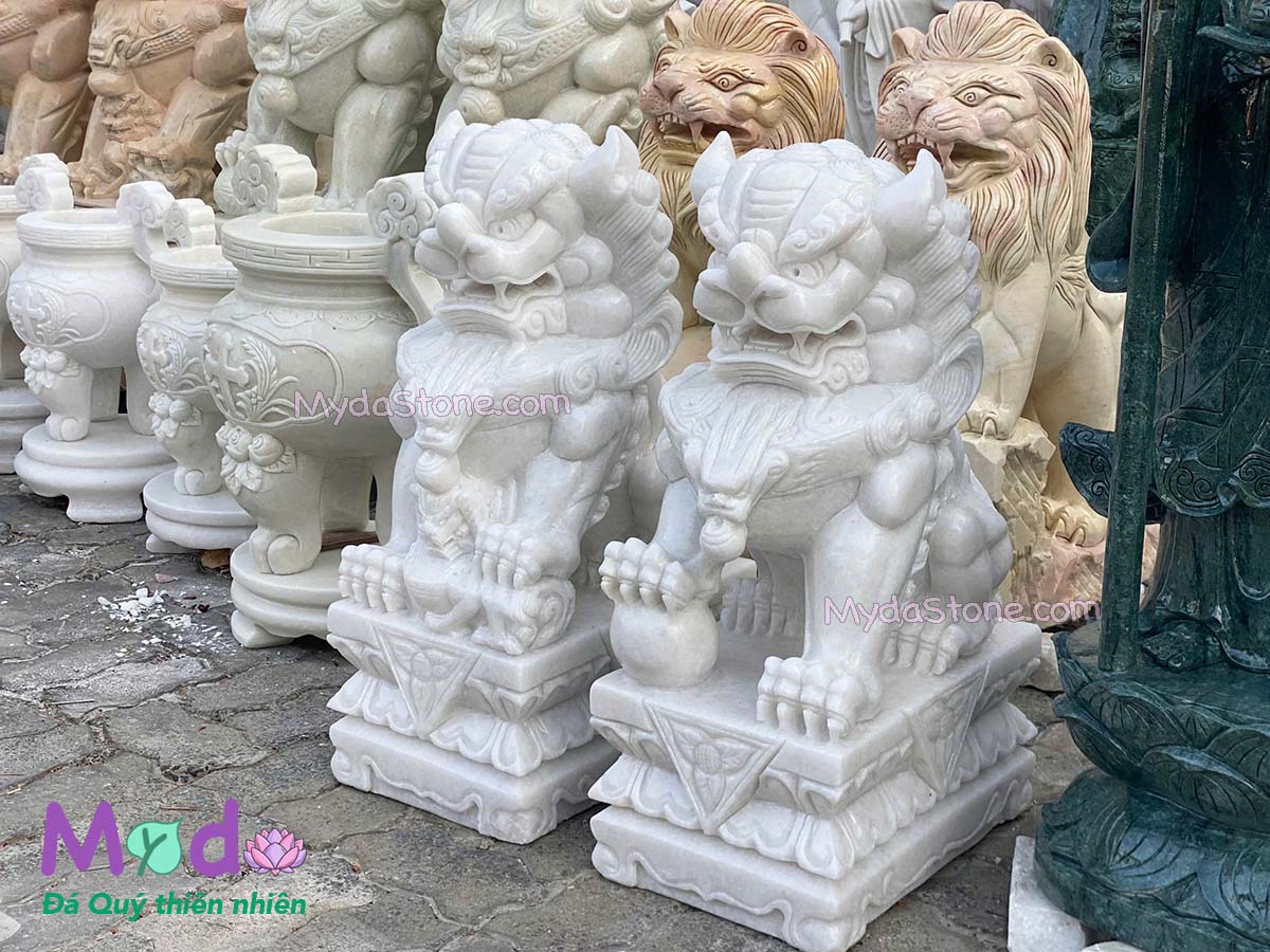 Tượng Kỳ Lân để Lăng Mộ đá Cẩm Thạch Trắng