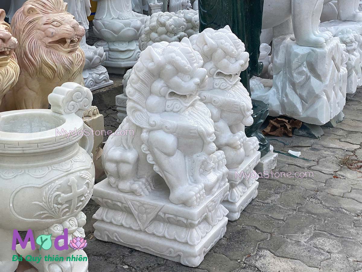 Tượng Kỳ Lân để Lăng Mộ đá Cẩm Thạch Trắng