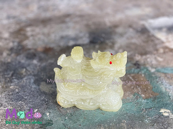 Tượng Long Quy hoá rồng đá Ngọc Xanh Pakistan