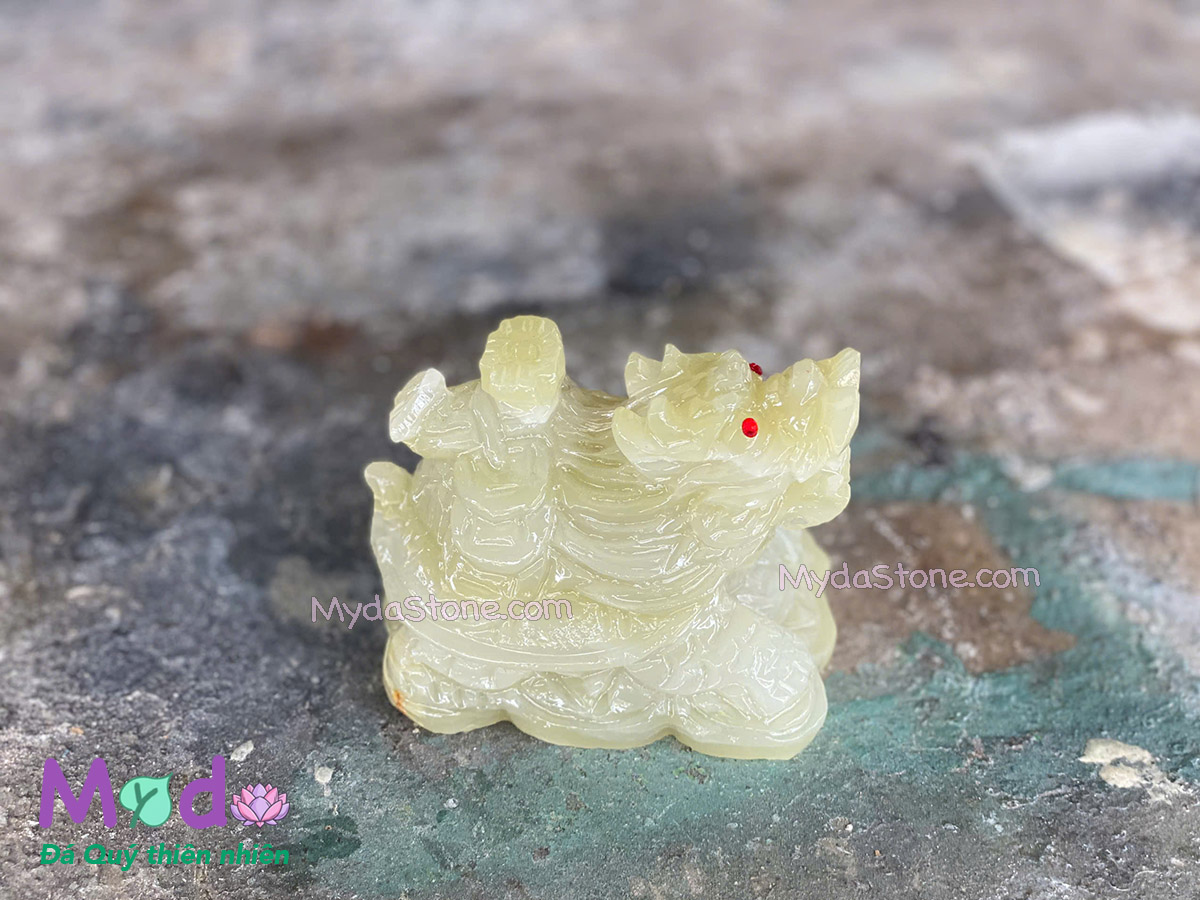 Tượng Long Quy hoá rồng đá Ngọc Xanh Pakistan