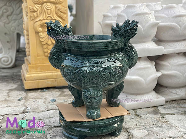 Lư Hương chạm rồng đá Xanh Ấn Độ