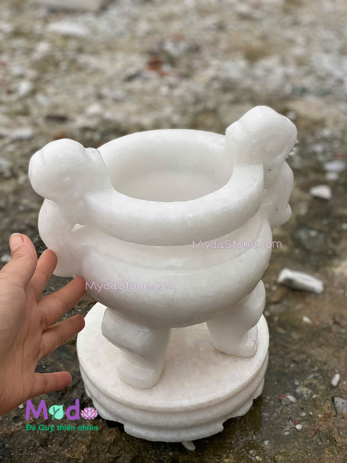 Lư Hương Công Giáo đá Cẩm Thạch Trắng