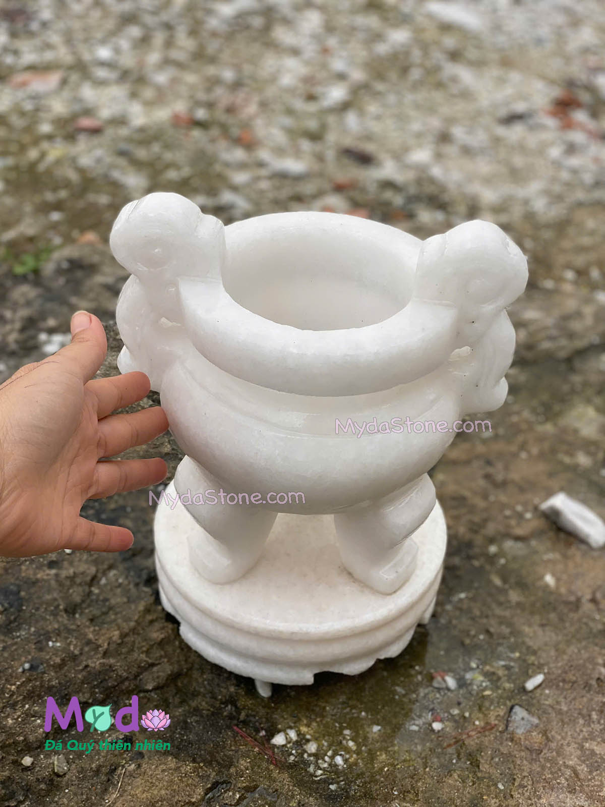 Lư Hương Công Giáo đá Cẩm Thạch Trắng
