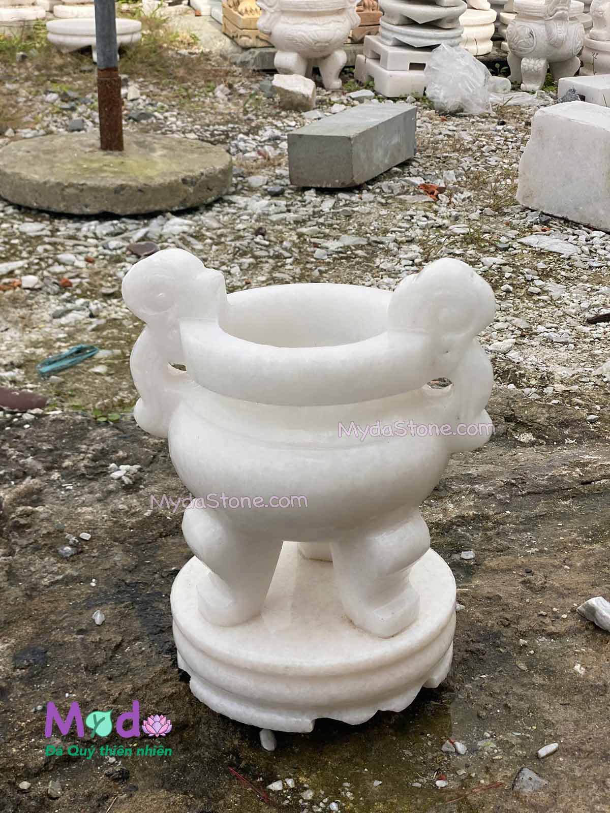Lư Hương Công Giáo đá Cẩm Thạch Trắng