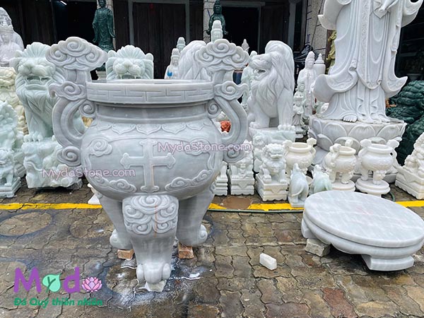 Lư Hương Công Giáo đá Cẩm Thạch Xám