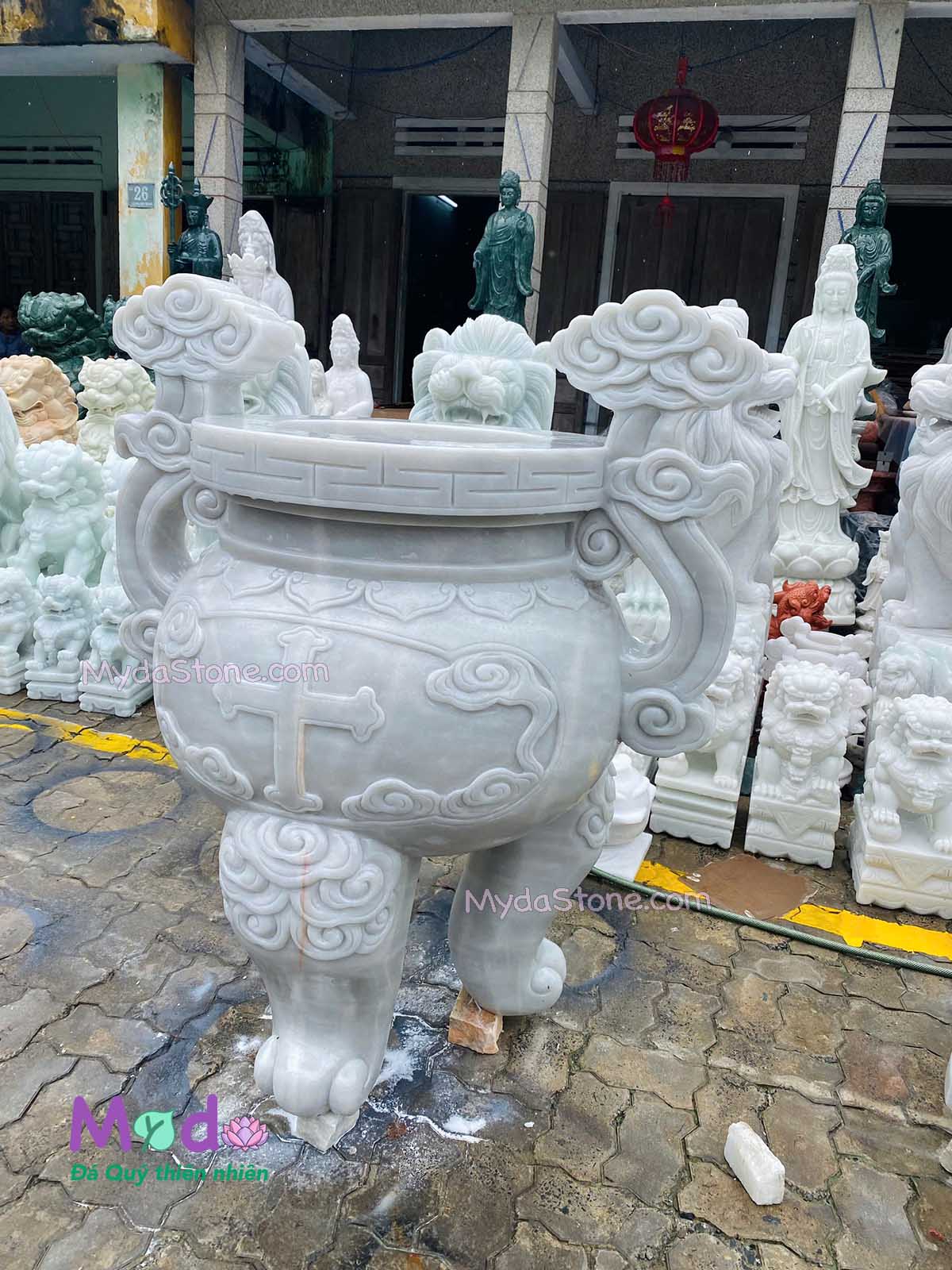Lư Hương Công Giáo đá Cẩm Thạch Xám