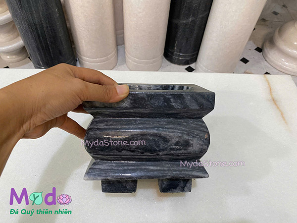 Lư Hương loại Vuông đá Cẩm Thạch Đen