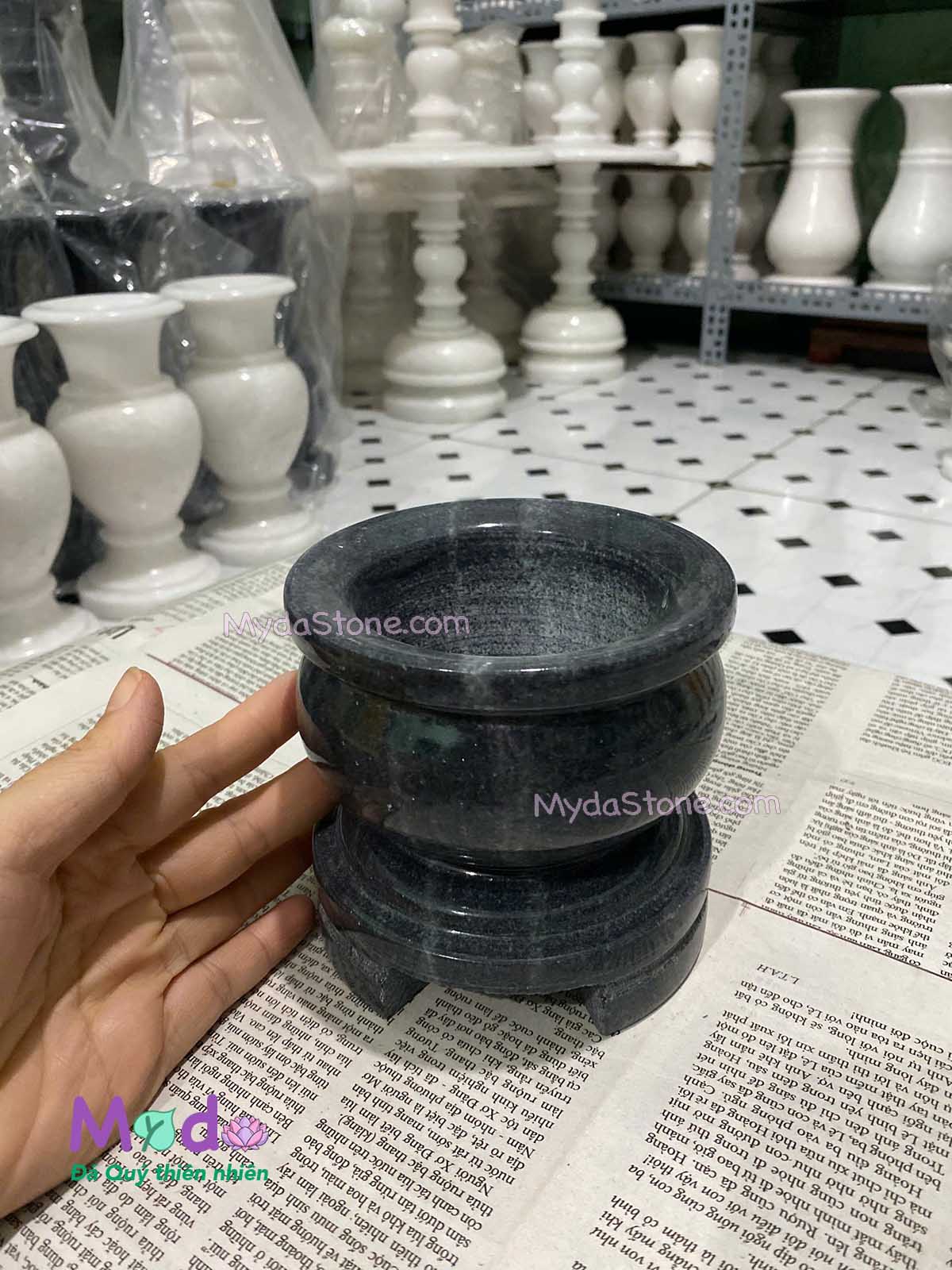 Lư Hương đá Cẩm Thạch Đen