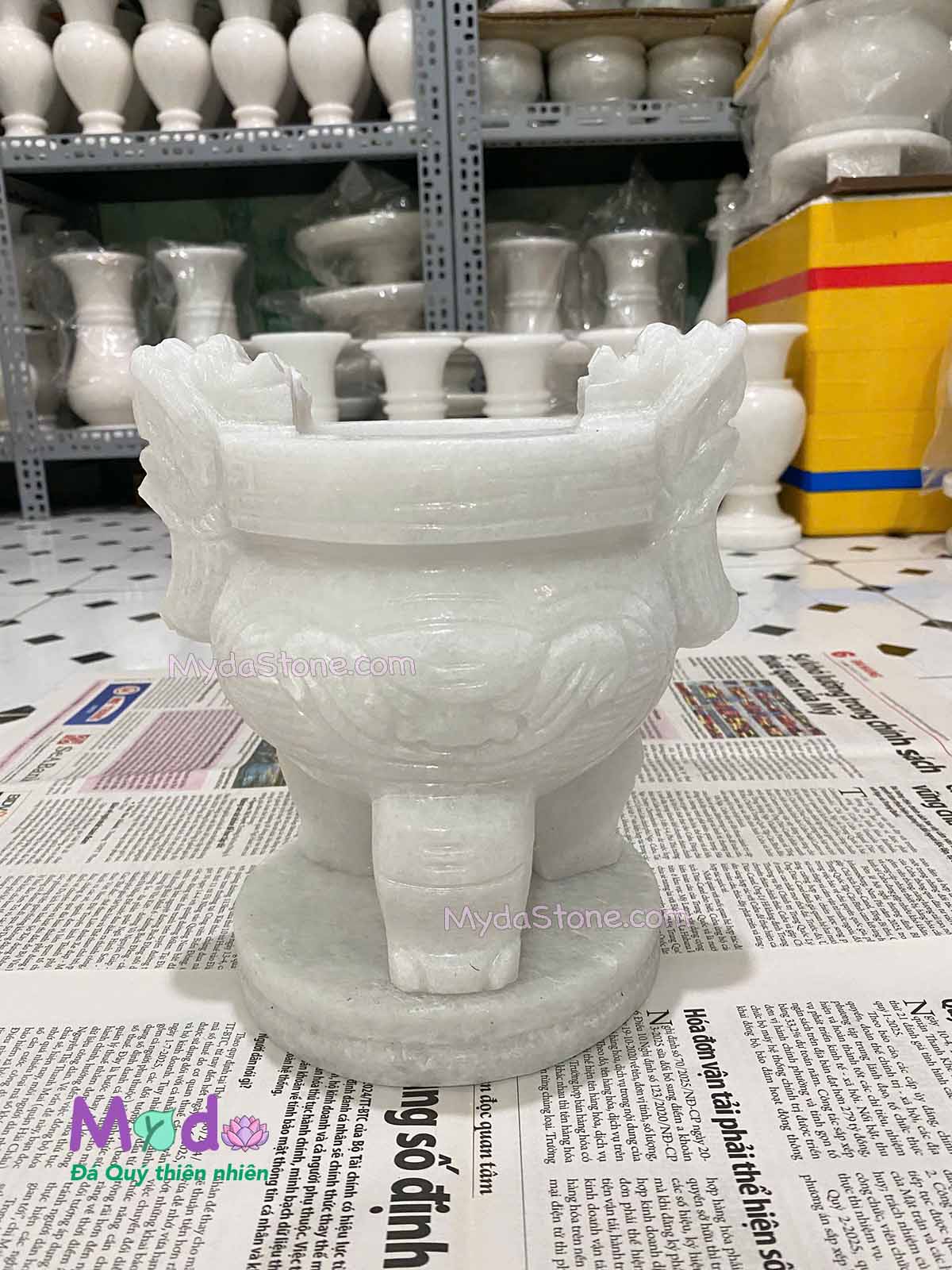 Lư Hương đá Cẩm Thạch Trắng