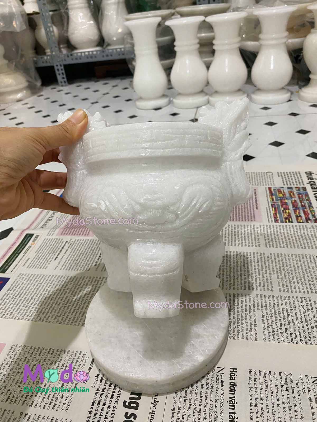 Lư Hương đá Cẩm Thạch Trắng