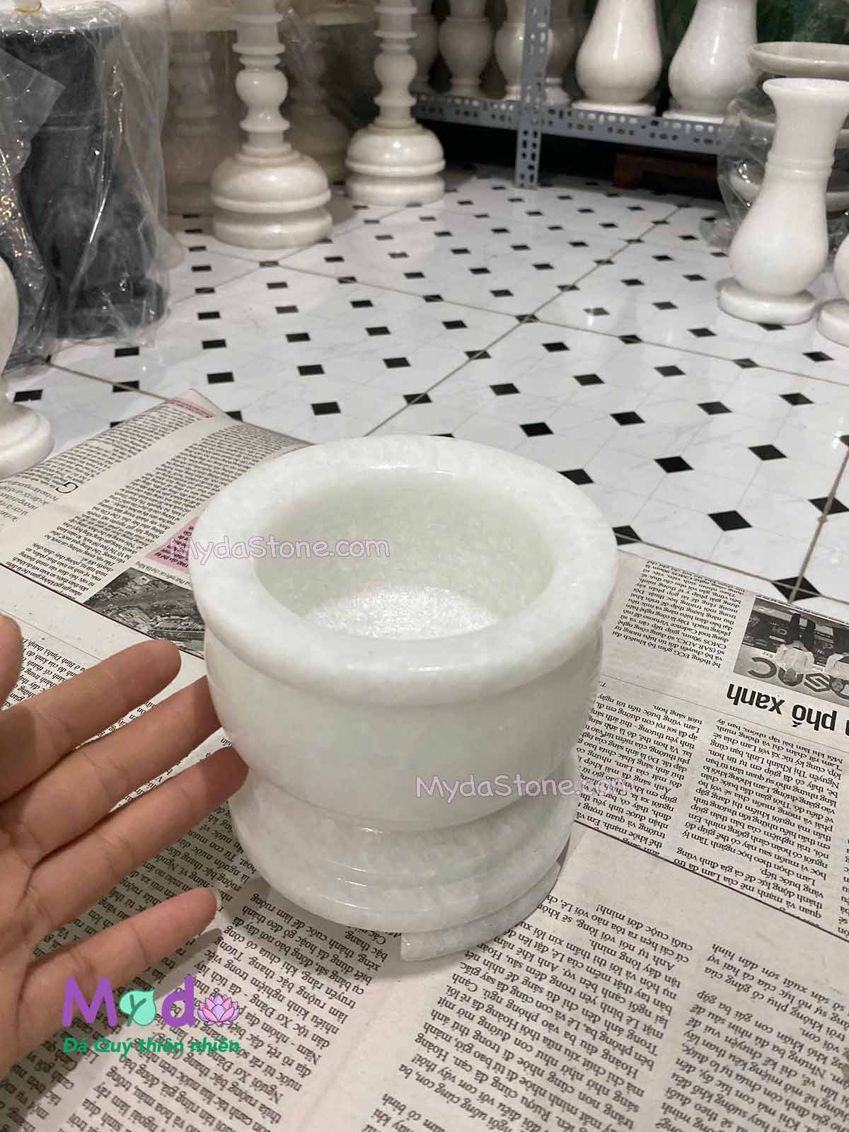 Lư Hương đá Cẩm Thạch Trắng