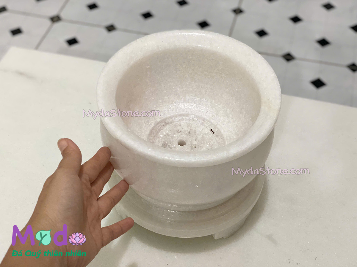 Lư Hương đá Cẩm Thạch Trắng
