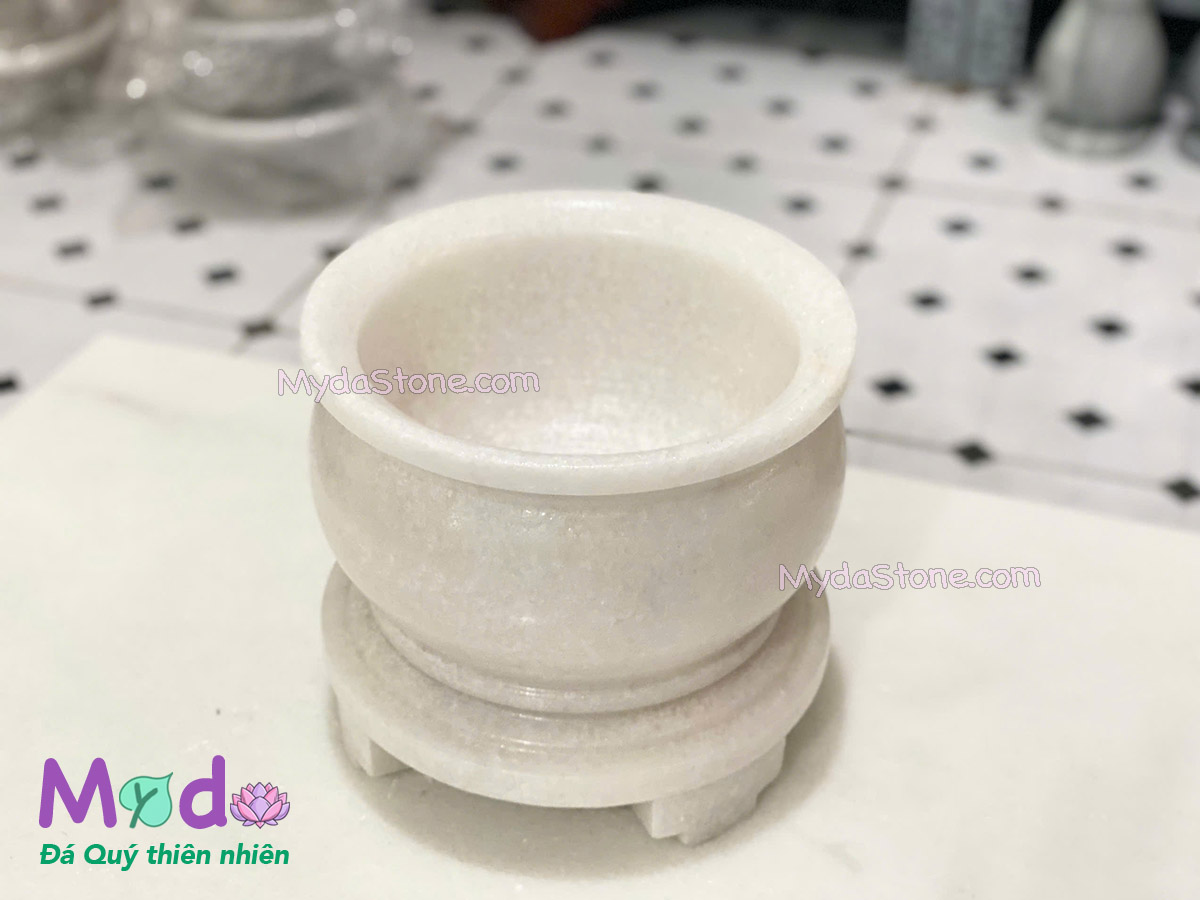 Lư Hương đá Cẩm Thạch Trắng