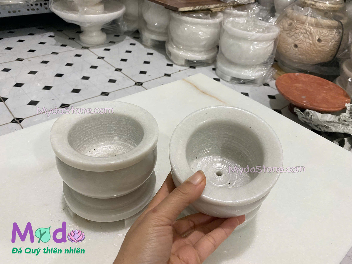 Lư Hương đá Cẩm Thạch Trắng