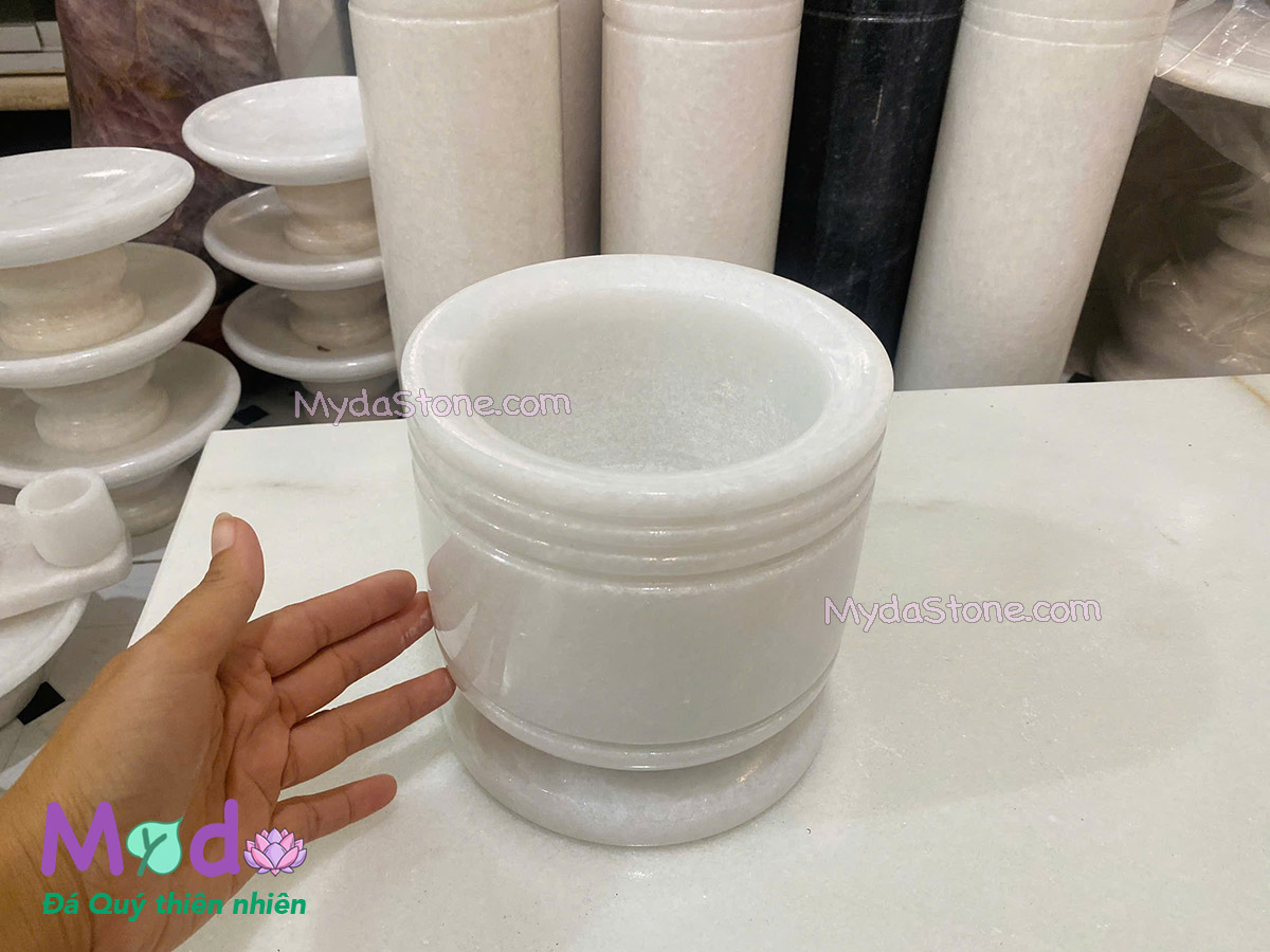 Lư Hương đá Cẩm Thạch Trắng