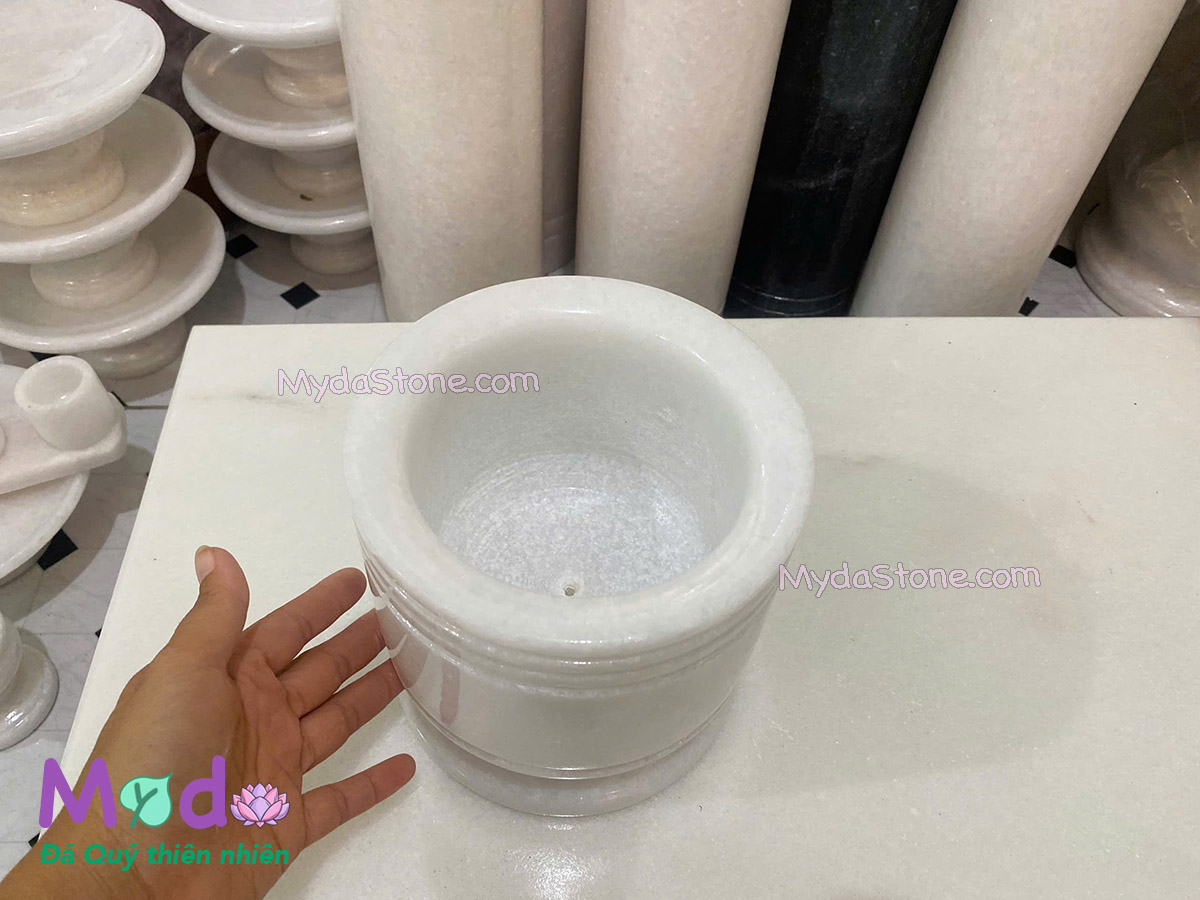 Lư Hương đá Cẩm Thạch Trắng