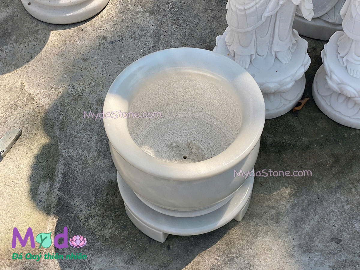 Lư Hương đá Cẩm Thạch Trắng