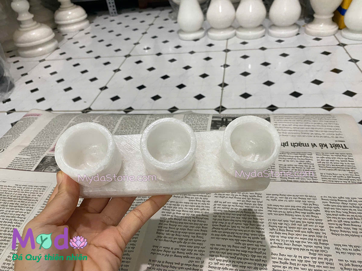 Bộ 3 Ly Nước đá Cẩm Thạch Trắng