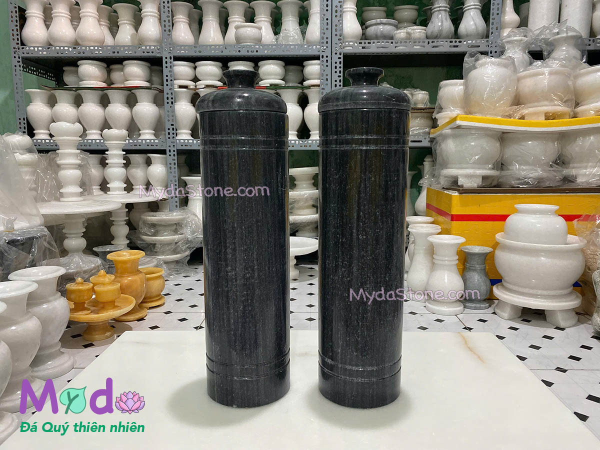 Ống đựng Nhang Hương đá Cẩm Thạch Đen