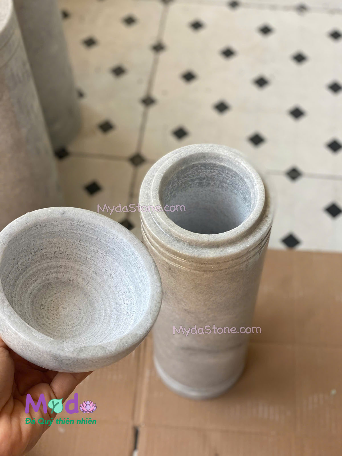 Ống đựng Nhang Hương đá Cẩm Thạch Xám