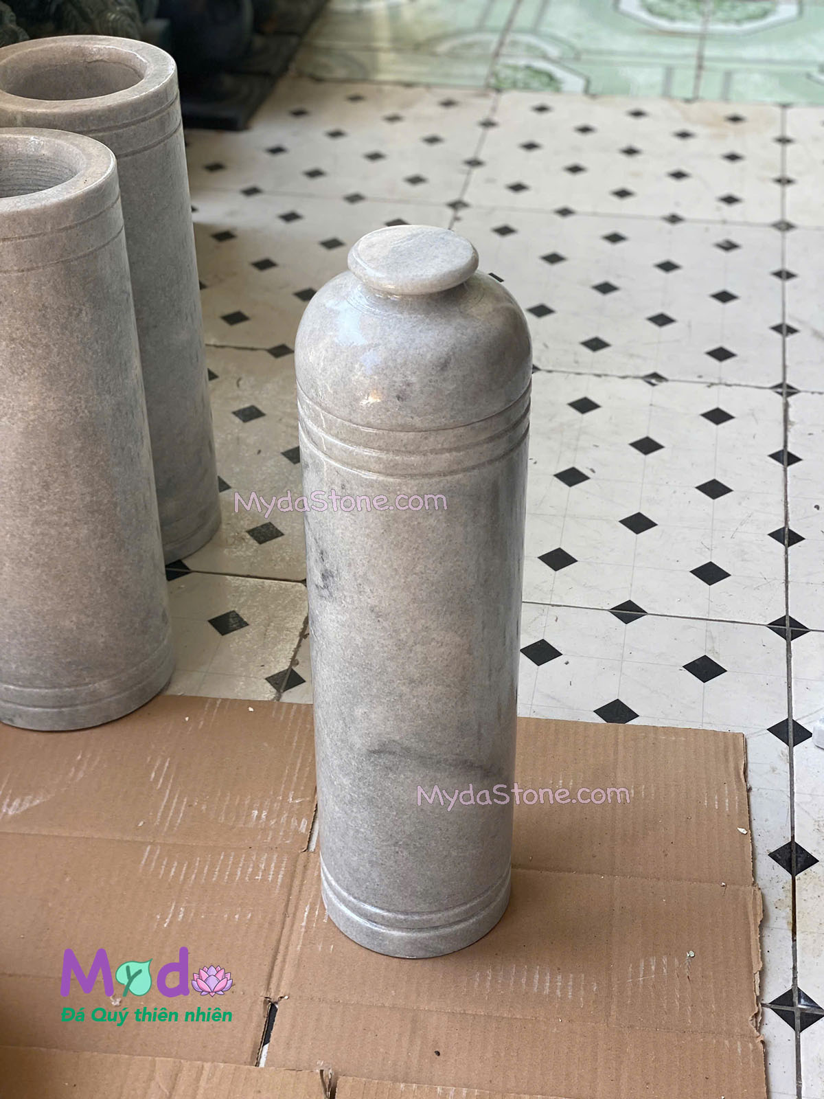 Ống đựng Nhang Hương đá Cẩm Thạch Xám