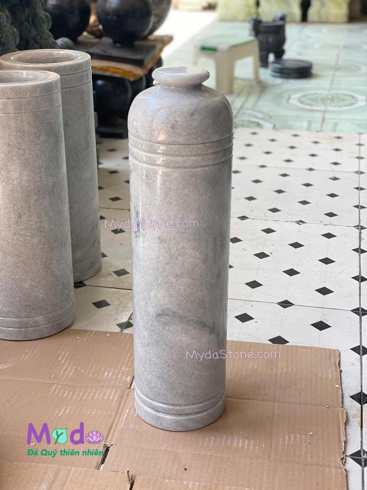Ống đựng Nhang Hương đá Cẩm Thạch Xám