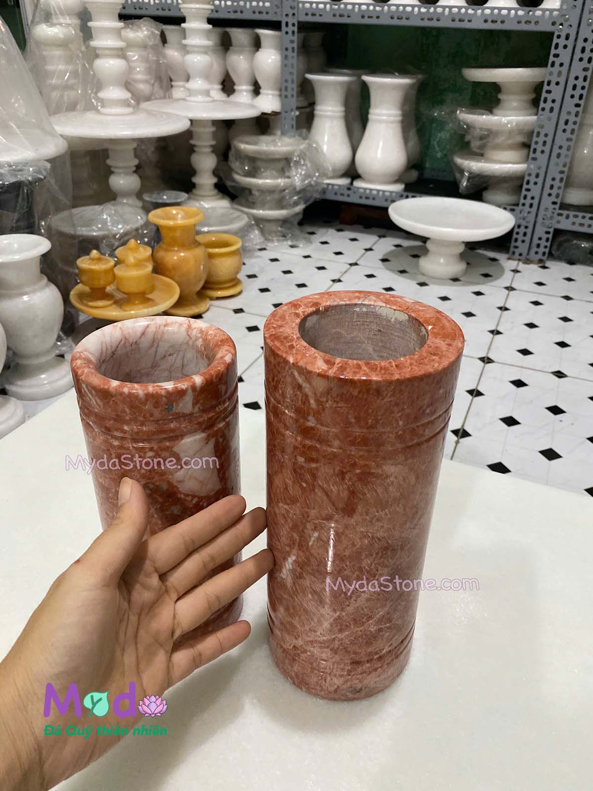 Ống đựng Nhang Hương đá Đỏ Thanh Hóa