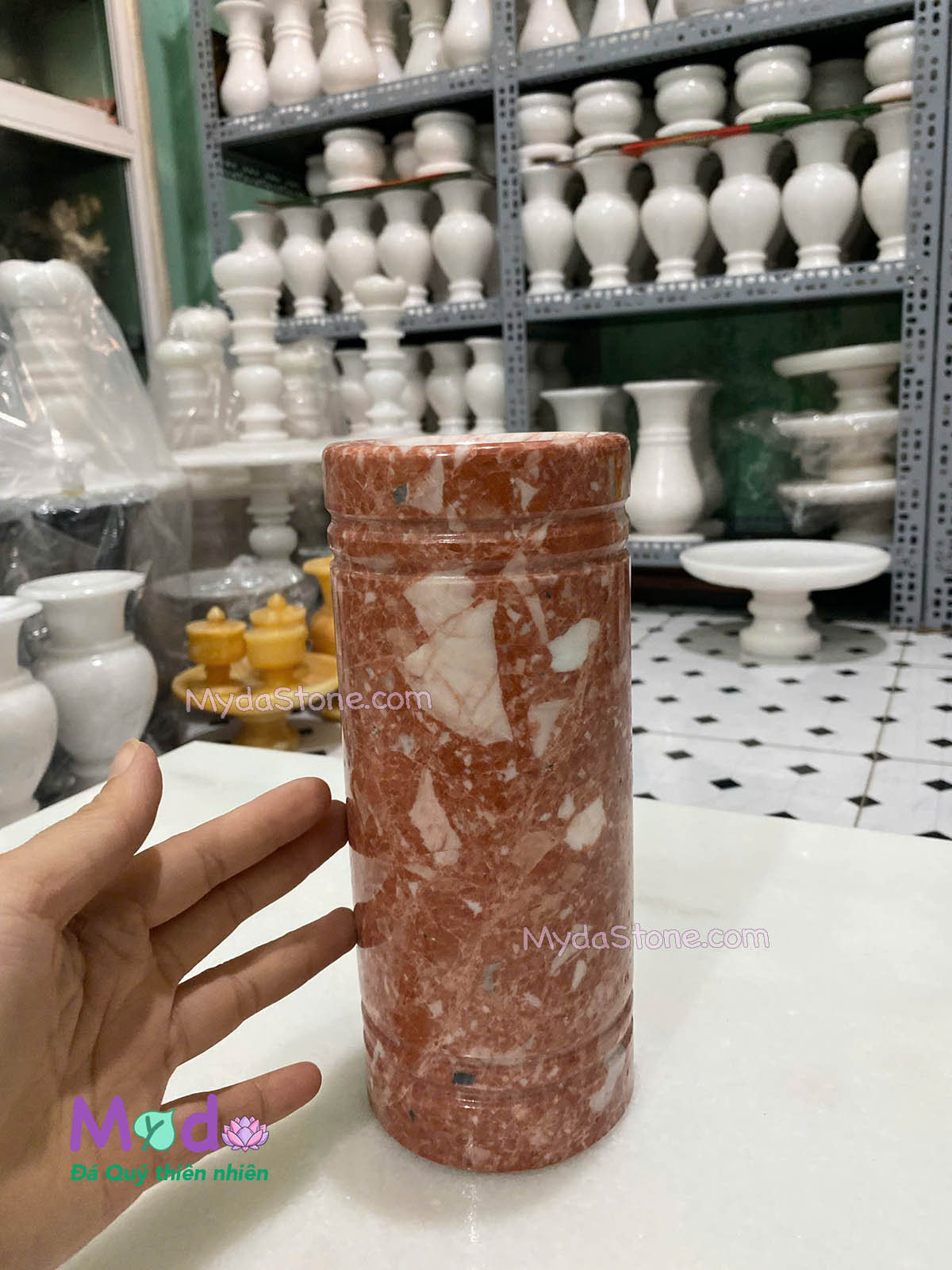 Ống đựng Nhang Hương đá Đỏ Thanh Hóa
