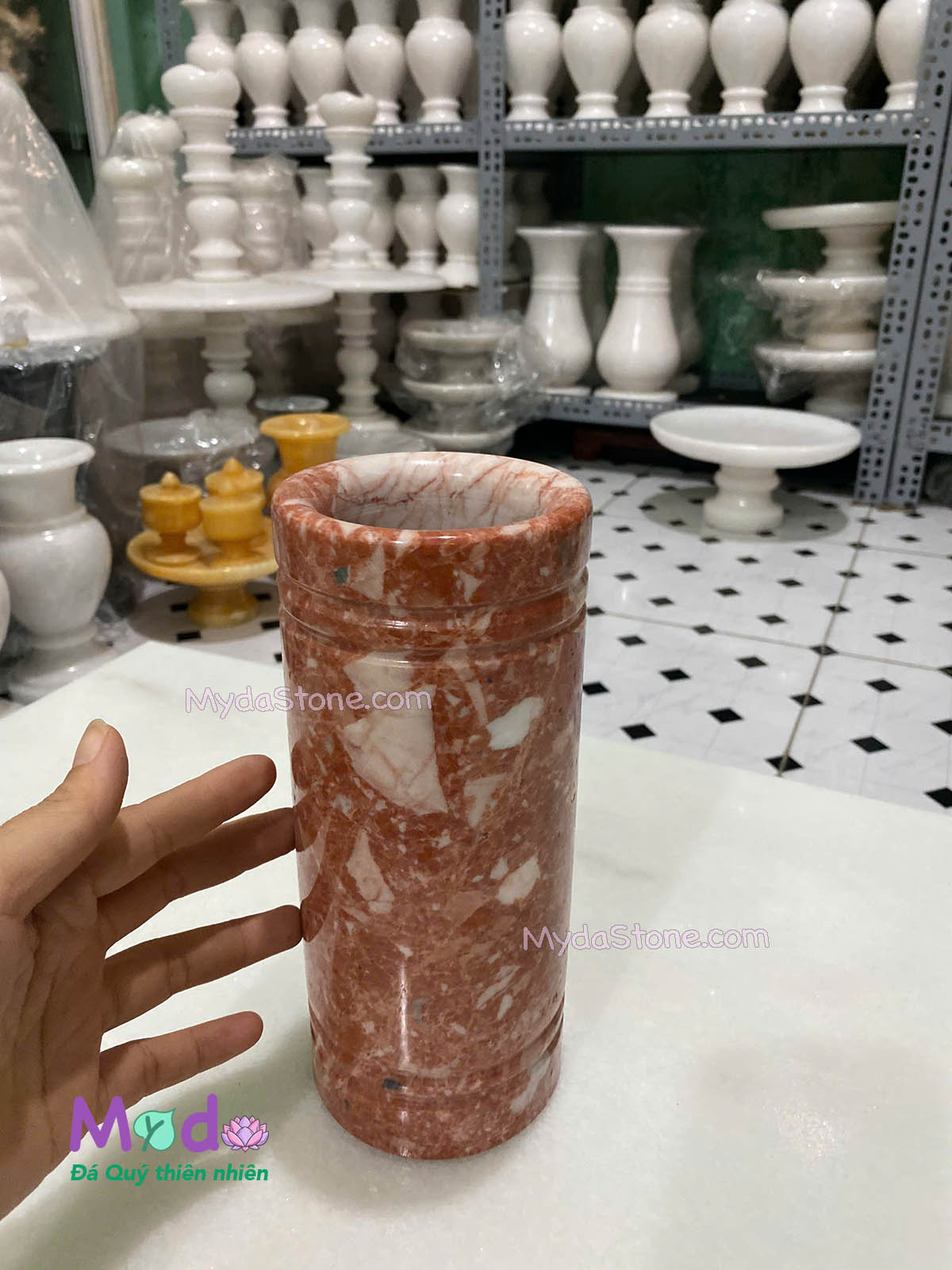 Ống đựng Nhang Hương đá Đỏ Thanh Hóa