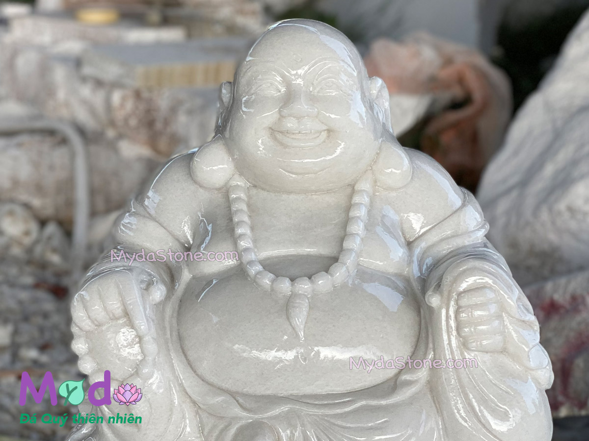 Tượng Phật Di Lặc ngồi đá Cẩm Thạch Trắng