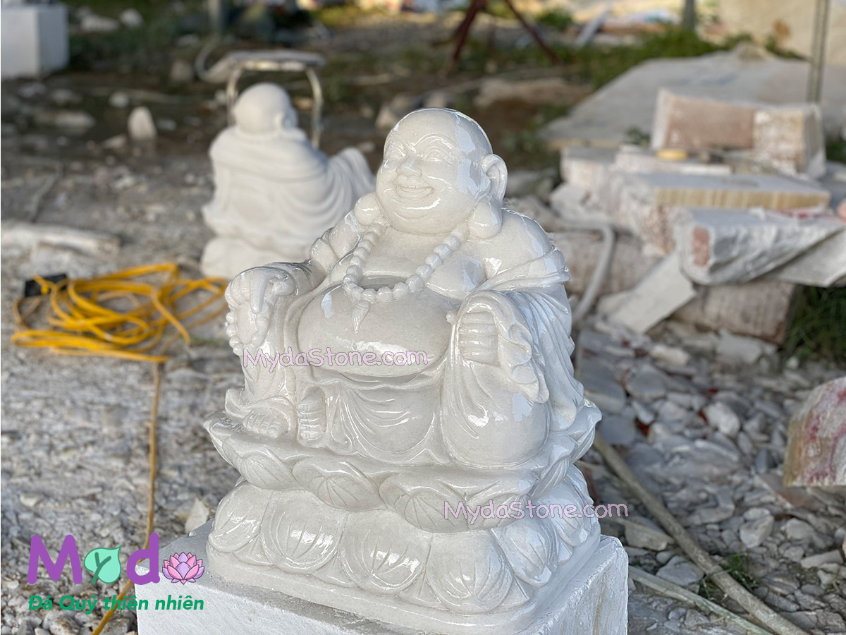 Tượng Phật Di Lặc ngồi đá Cẩm Thạch Trắng