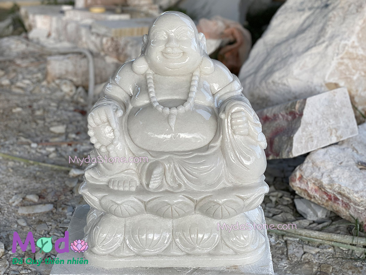 Tượng Phật Di Lặc ngồi đá Cẩm Thạch Trắng