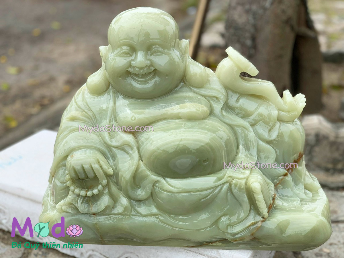 Tượng Phật Di Lặc ngồi đá Ngọc Xanh Pakistan