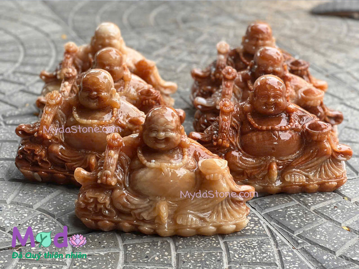 Tượng Phật Di Lặc ngồi đá Vân Gỗ