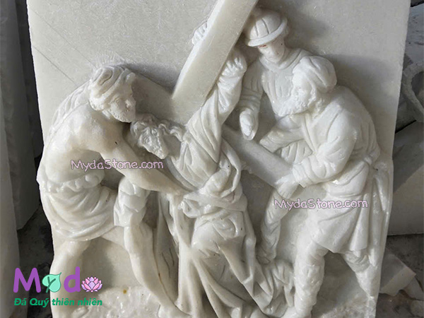 Tranh Phù Điêu 14 Chặng Đàng Thánh Giá đá Cẩm Thạch Trắng