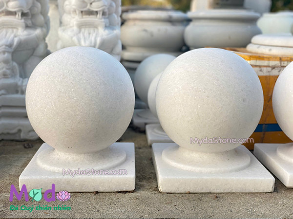 Quả Cầu Đá để trụ cổng đá Cẩm Thạch Trắng