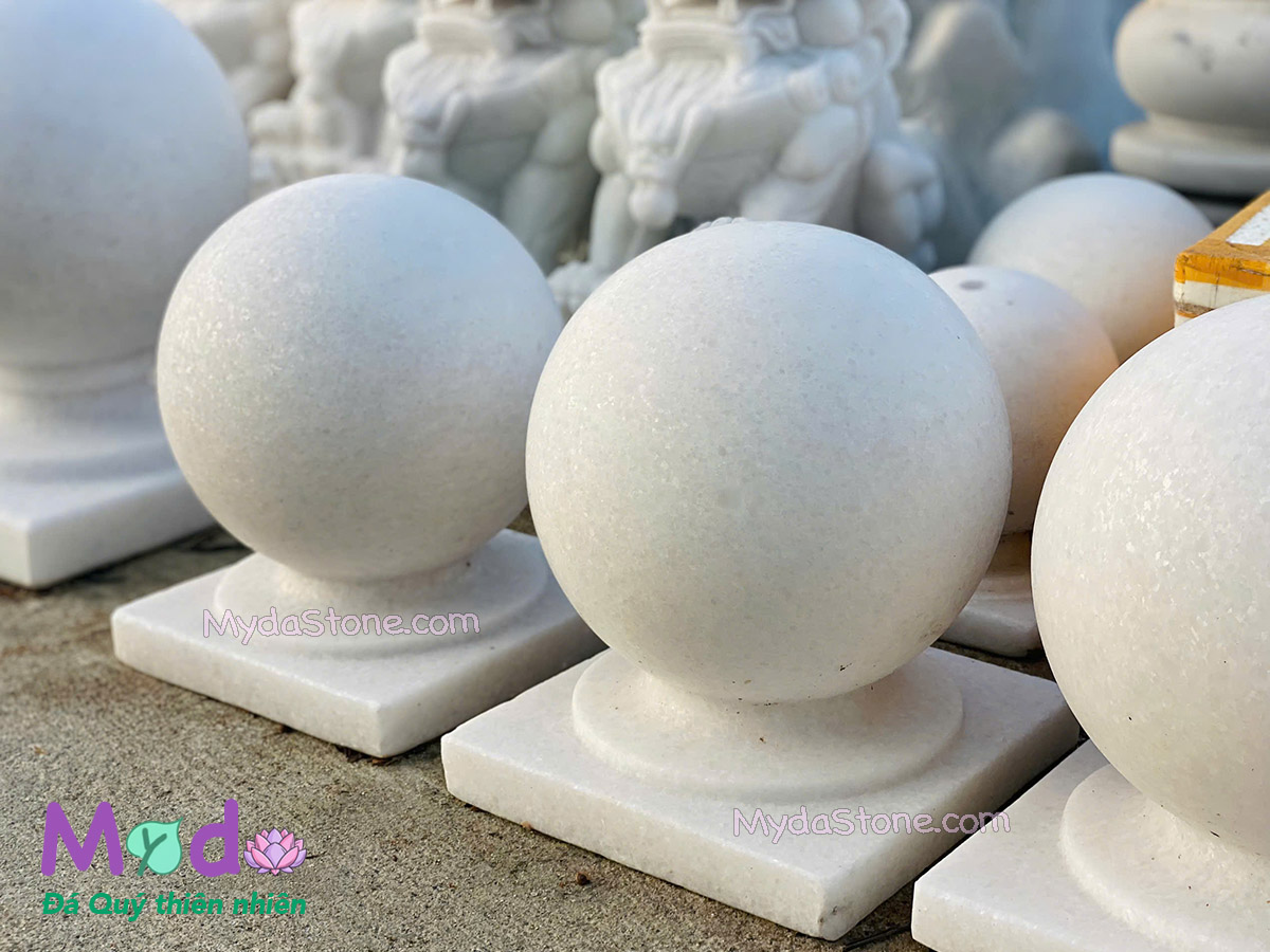 Quả Cầu Đá để trụ cổng đá Cẩm Thạch Trắng