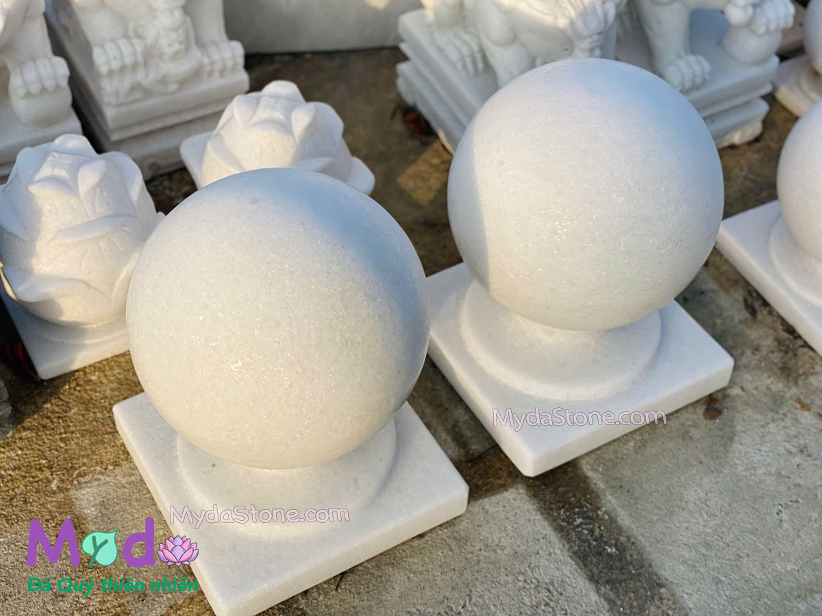 Quả Cầu Đá để trụ cổng đá Cẩm Thạch Trắng