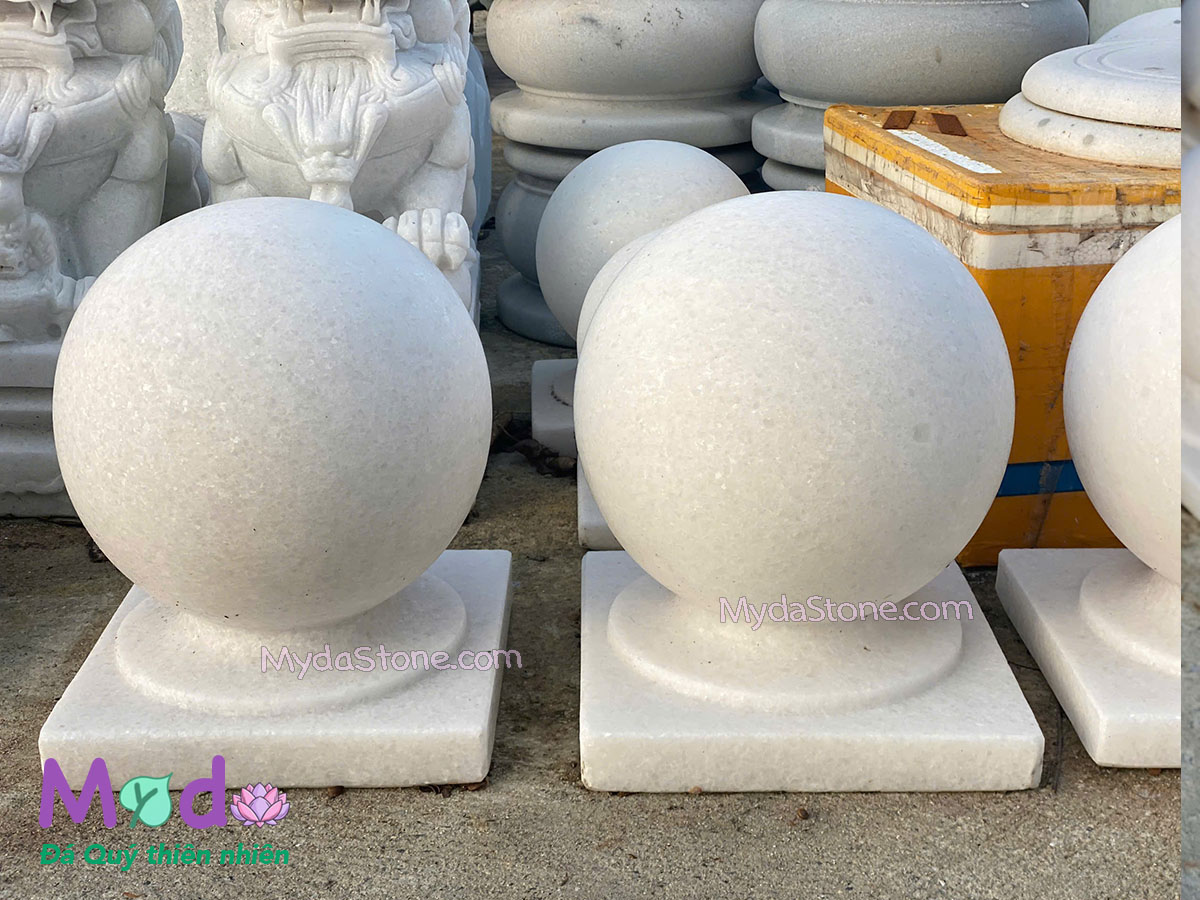 Quả Cầu Đá để trụ cổng đá Cẩm Thạch Trắng