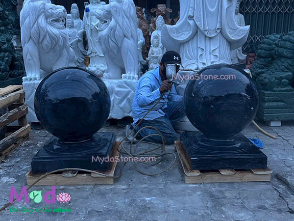Quả Cầu Đá để Trụ Cổng đá Cẩm Thạch Đen