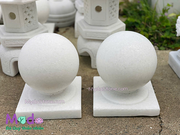 Quả Cầu Đá để trụ cổng đá Cẩm Thạch Trắng