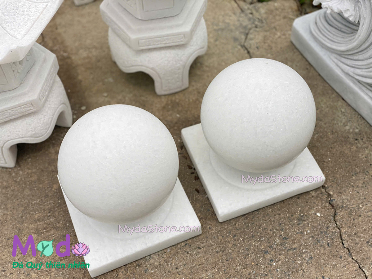 Quả Cầu Đá để trụ cổng đá Cẩm Thạch Trắng
