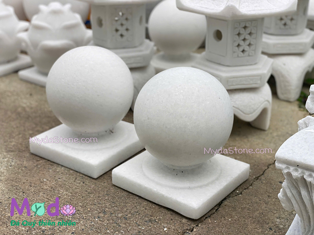 Quả Cầu Đá để trụ cổng đá Cẩm Thạch Trắng