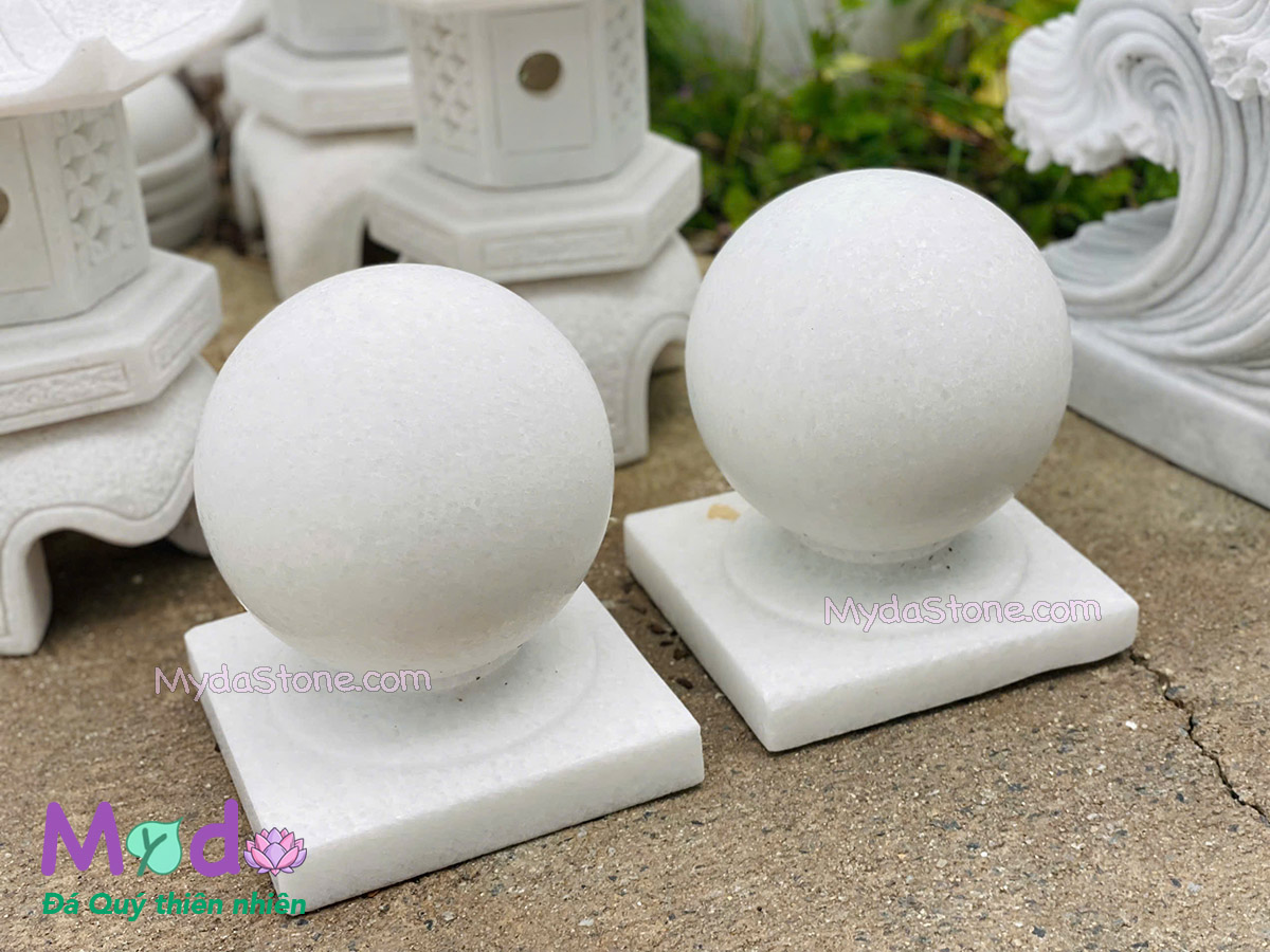 Quả Cầu Đá để trụ cổng đá Cẩm Thạch Trắng