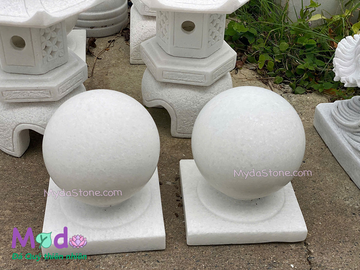 Quả Cầu Đá để trụ cổng đá Cẩm Thạch Trắng